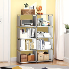 Double Grid 5-Layer Bookshelf Storage Rack Standing Desk Modern Storage