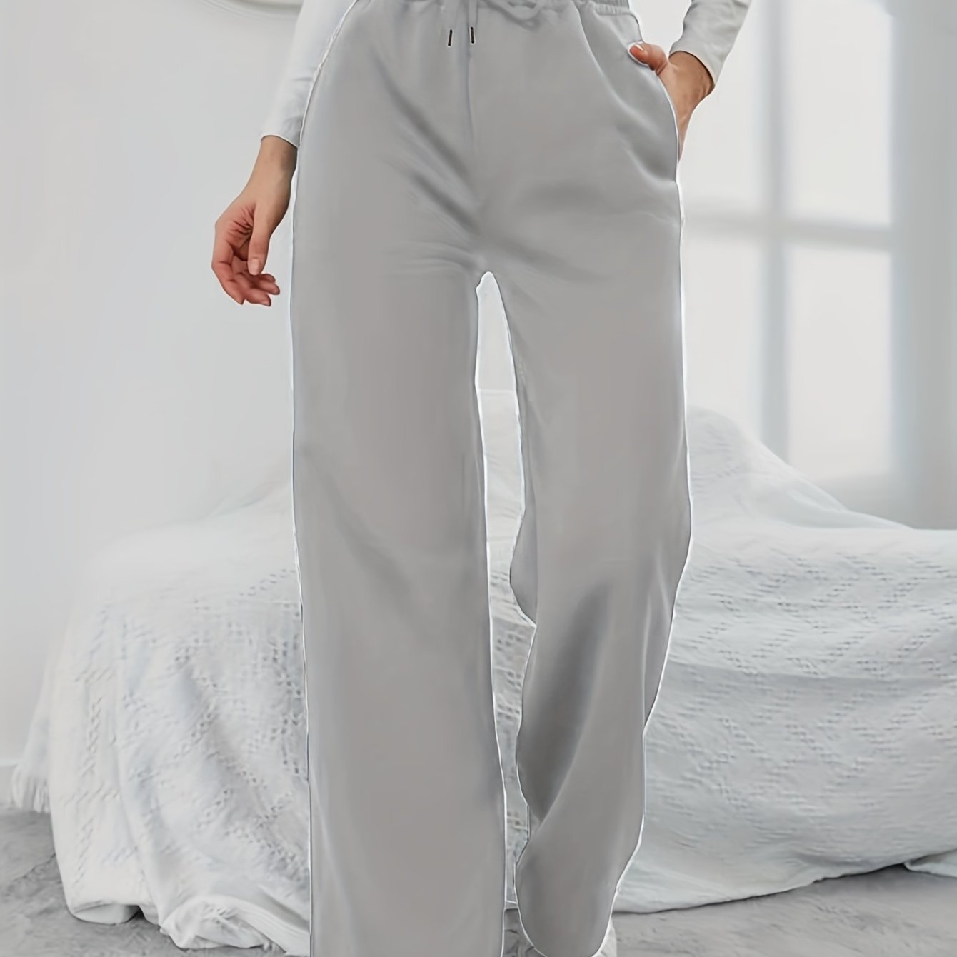 Wide Leg Drawstring High Waist Sweatpants