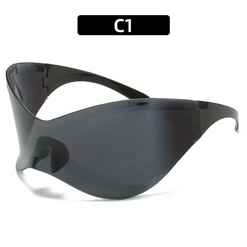 Oversized Wrap Around Sunglasses Gradient Lens Y2K Futuristic Eyewear