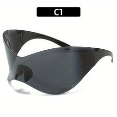 Oversized Wrap Around Sunglasses Gradient Lens Y2K Futuristic Eyewear
