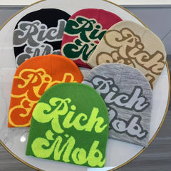 Woolen Knitted Hat for Men and Women - Multicolor Letter Design