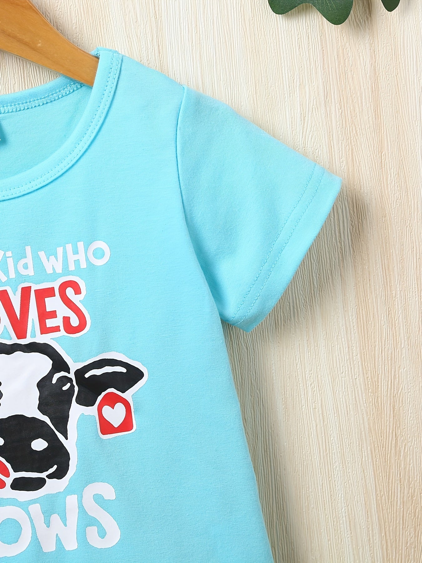 Baby Boys Cow Letter Print Short Sleeve Tee Top