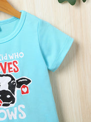 Baby Boys Cow Letter Print Short Sleeve Tee Top