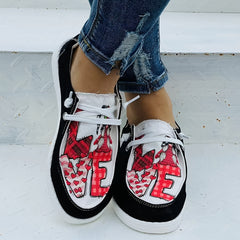 Women's Casual Heart Stitching Outdoor Sneakers Lace Up Shoes
