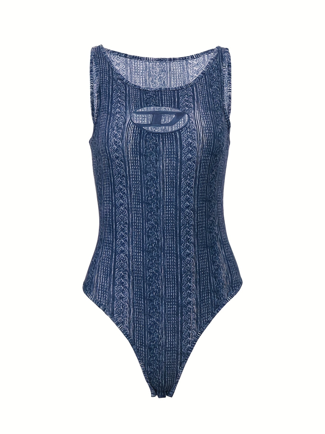 Cut Out Tank Bodysuit Allover Print Casual One Piece Bodysuit
