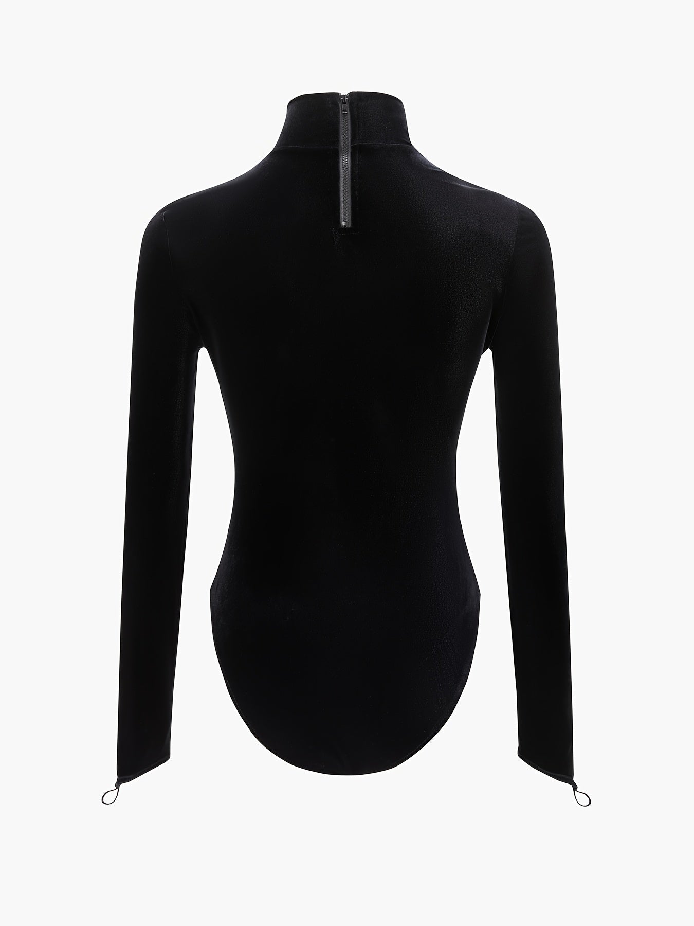 Gothic Cross Decor Mock Neck Bodysuit Long Sleeve One Piece Bodysuit