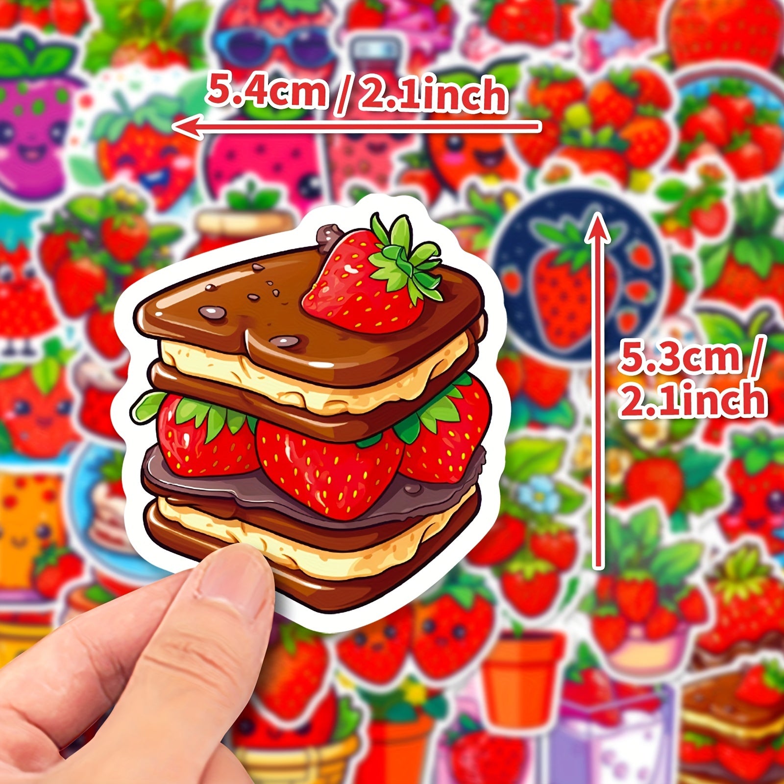 50pcs Strawberry Series Graffiti Stickers for Laptop Cup Motorcycle