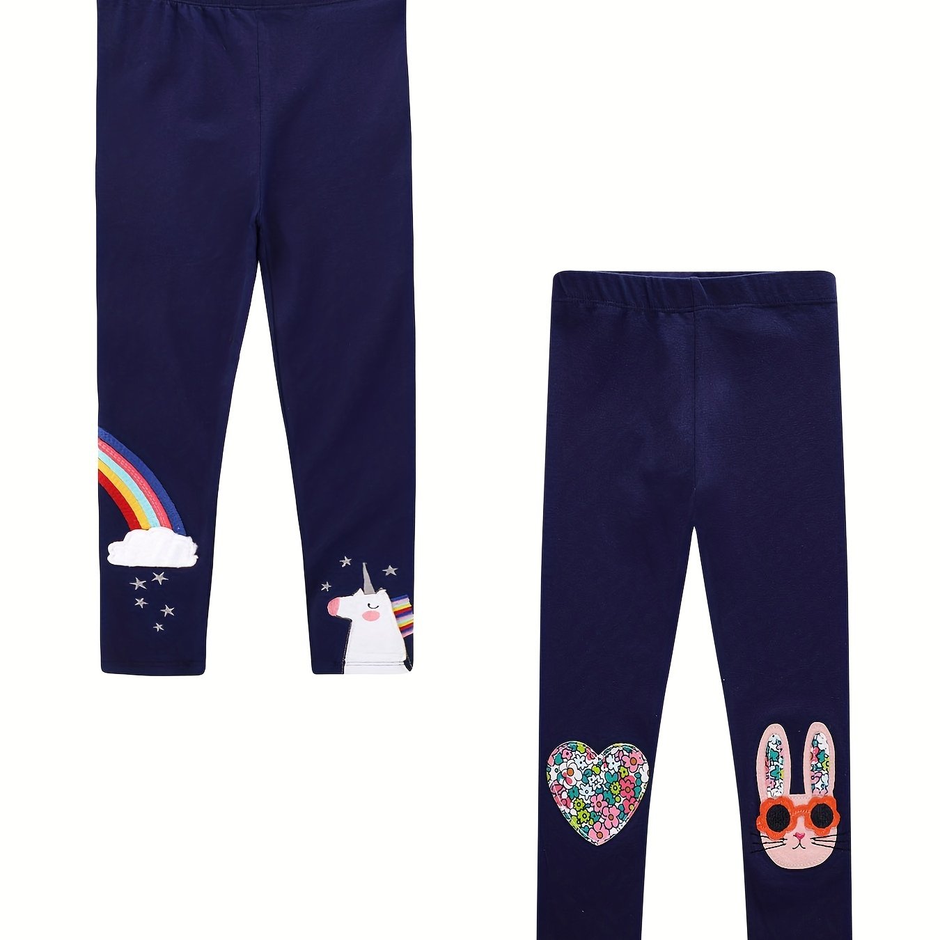 2pcs Easter Bunny & Rainbow Leggings Set