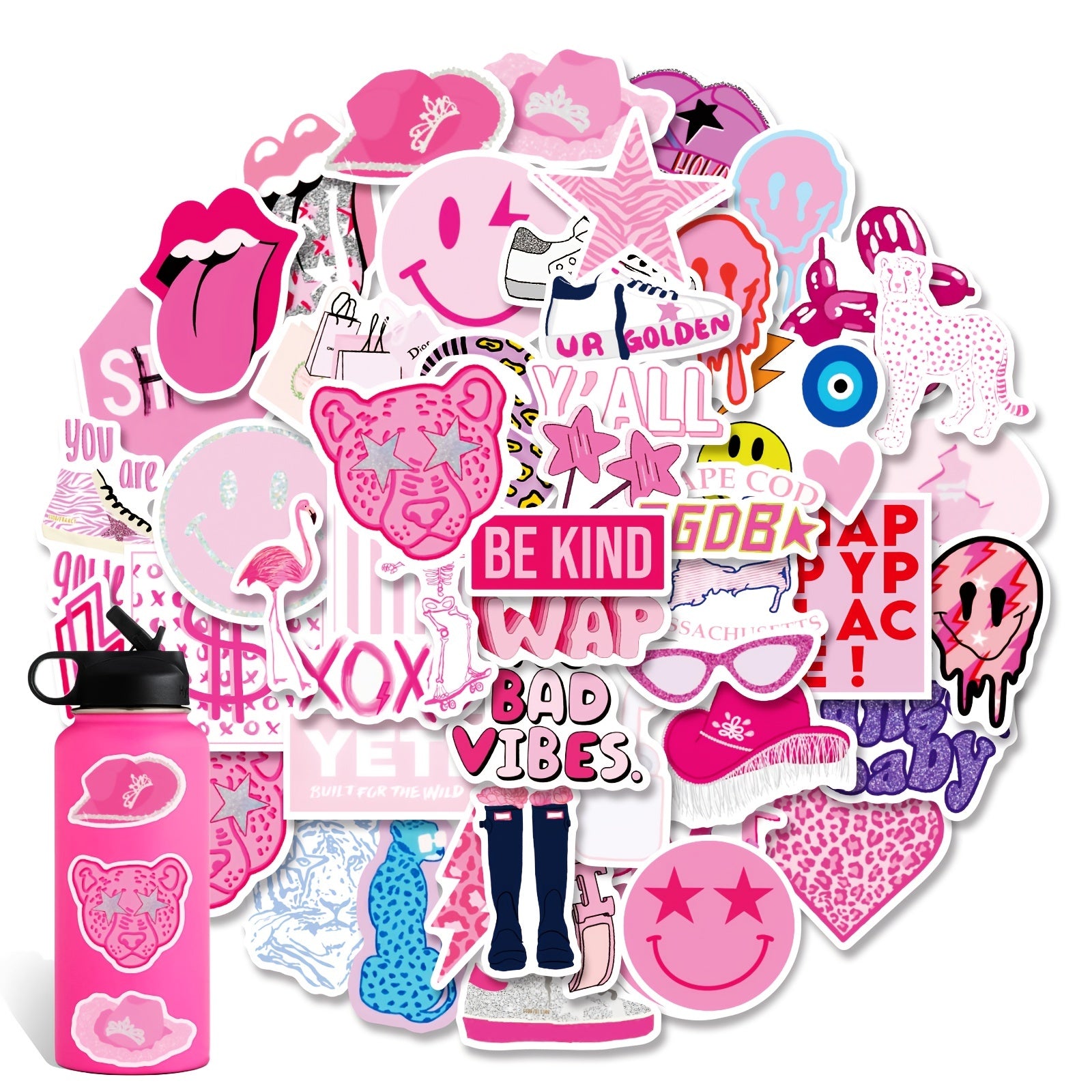 52pcs Preppy Vinyl Sticker Party Supplies Waterproof Sticker Decor
