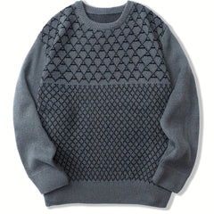 Diamond Pattern Knitted Sweater Men's Casual Warm Pullover Fall Winter