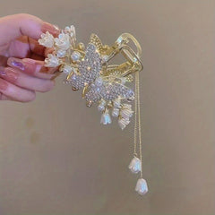 Metal Tassel Flower Rhinestone Hair Clip Girl's Hair Accessories