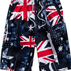 Flag Print Shorts Casual Summer Pool Beach Shorts