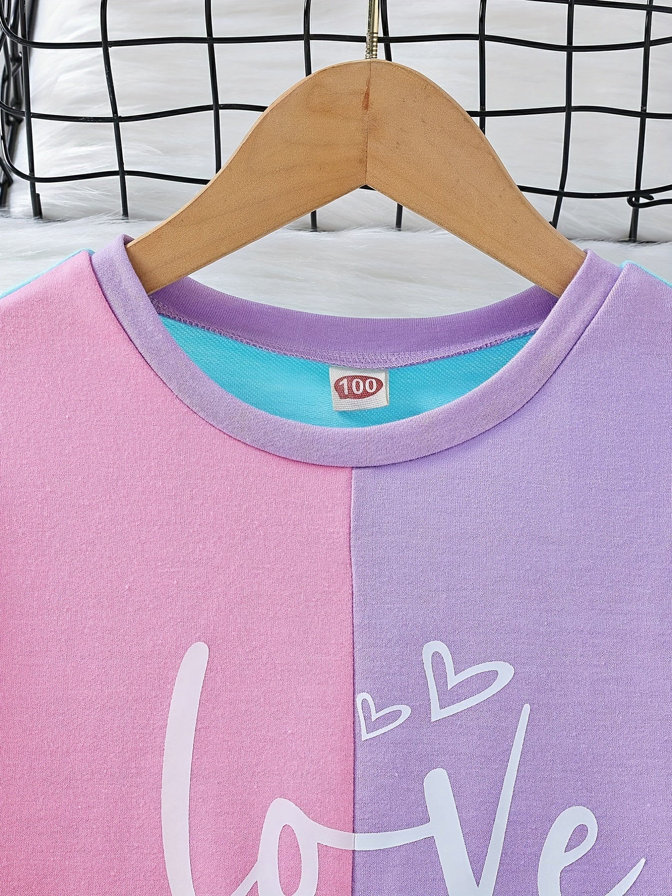 Girls Colorblock Long Sleeve Sweatshirt Dress Crew Neck Casual Outfit