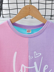 Girls Colorblock Long Sleeve Sweatshirt Dress Crew Neck Casual Outfit