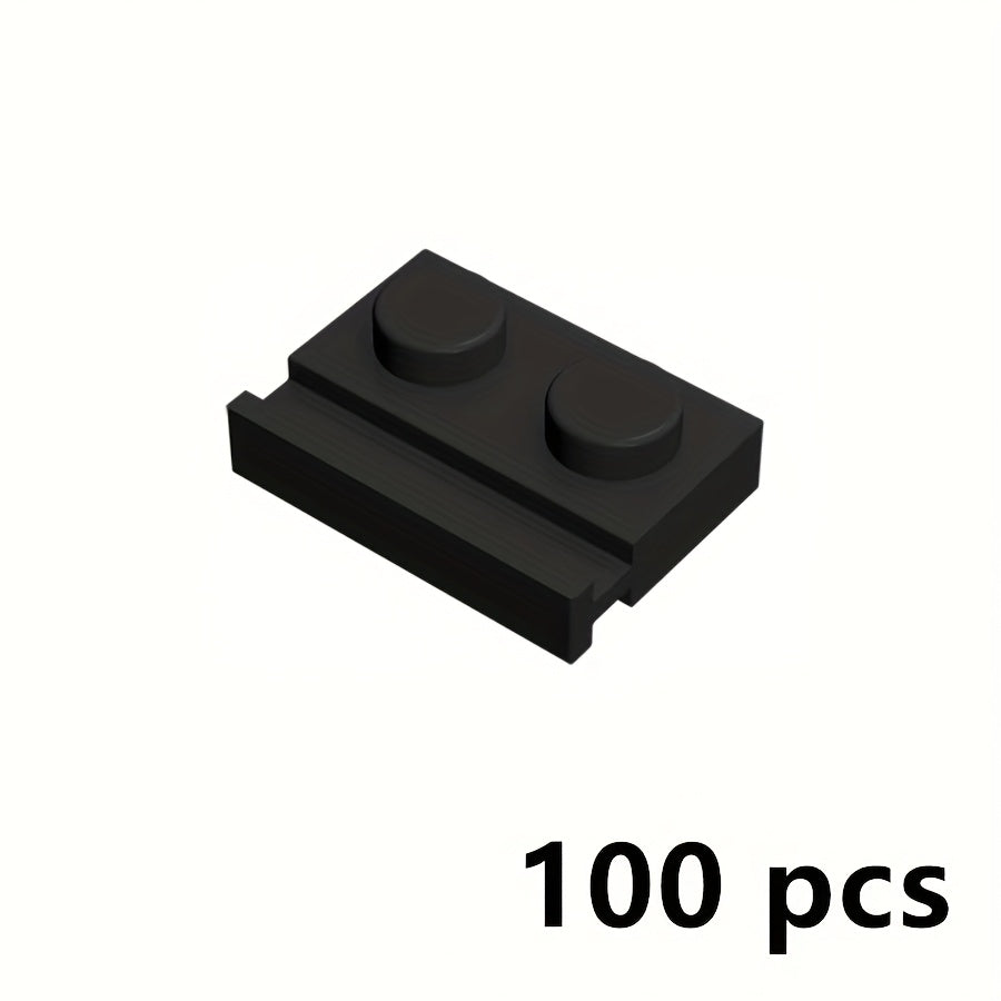 100pcs 1x2 Groove Slide Track Building Blocks - Compatible 32028