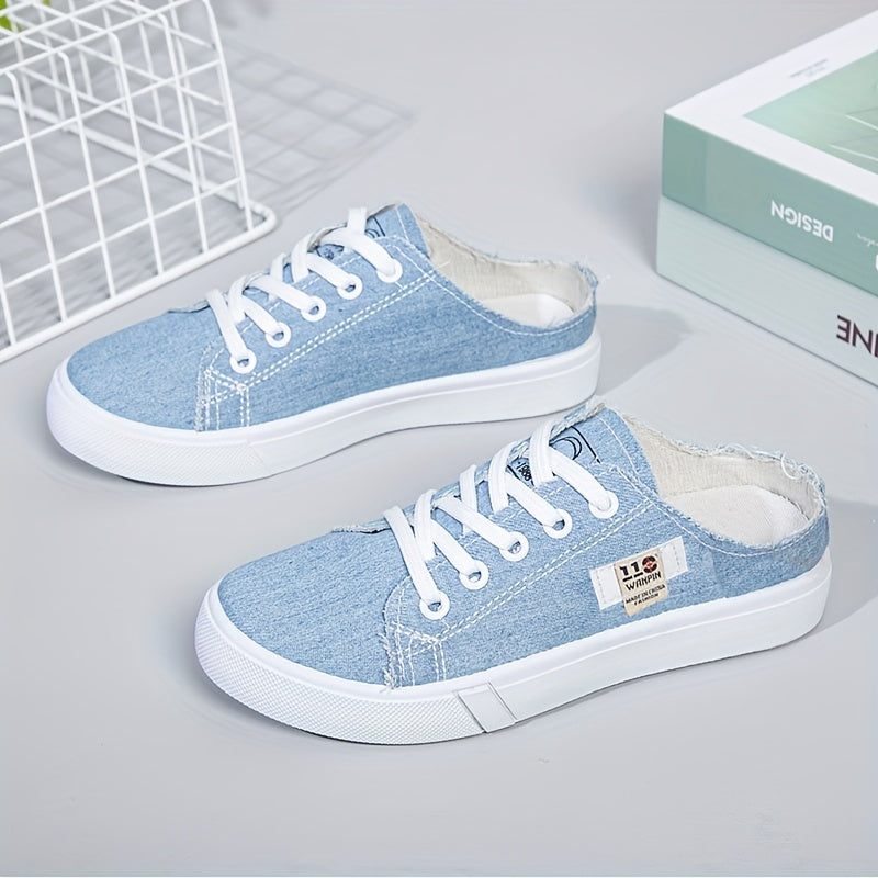 Women's Lace-Up Canvas Mule Sneakers