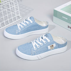 Women's Lace-Up Canvas Mule Sneakers