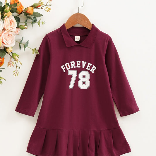Girls Long Sleeve Skater Dress for Sports Casual Outfit