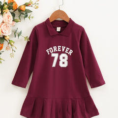 Girls Long Sleeve Skater Dress for Sports Casual Outfit
