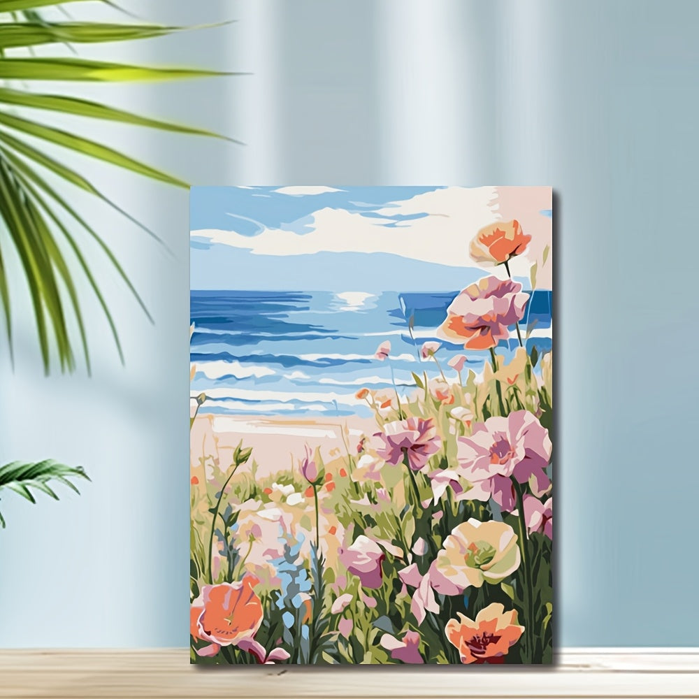 DIY Paint by Numbers Kit for Adults Beach & Floral Scenery 16x20 Inches