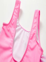 Girls Pink Unicorn One Piece Swimsuit Ruffles Patchwork Beach Bathing Suit