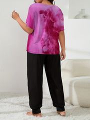 Tie Dye Tee & Pants Set Comfort Pajamas Two Piece Set