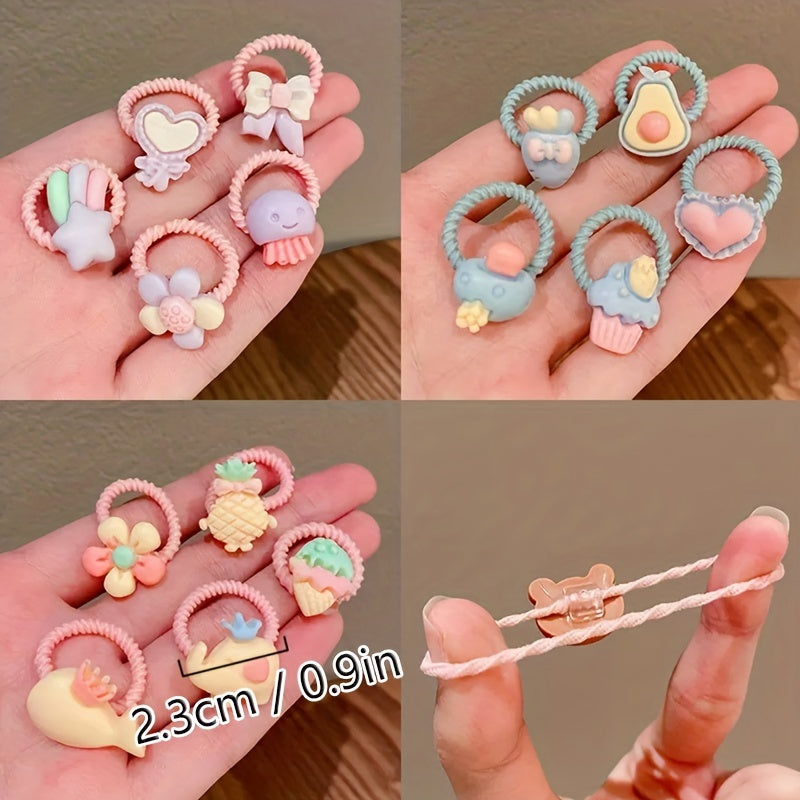 30pcs Cute Elastic Hair Ties for Baby Girls' Ponytails