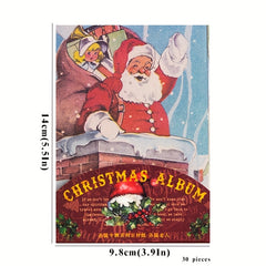 30 Pcs Christmas Paper Retro Decoration Collage 9.3x9.5In Notebook Journal