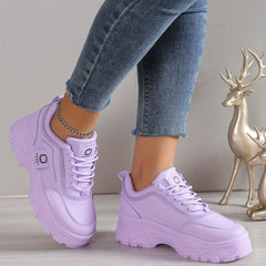 Women's Platform Chunky Sneakers Lace Up Sports Shoes