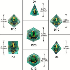 Dragon's Eye Liquid Core Resin Dice Set for RPG Games