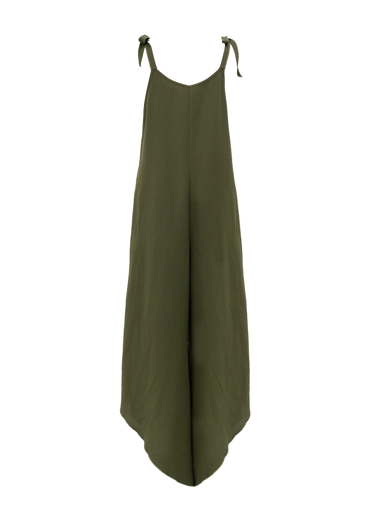 Boho Solid Spaghetti Jumpsuit Casual Pleated Sleeveless Long Length