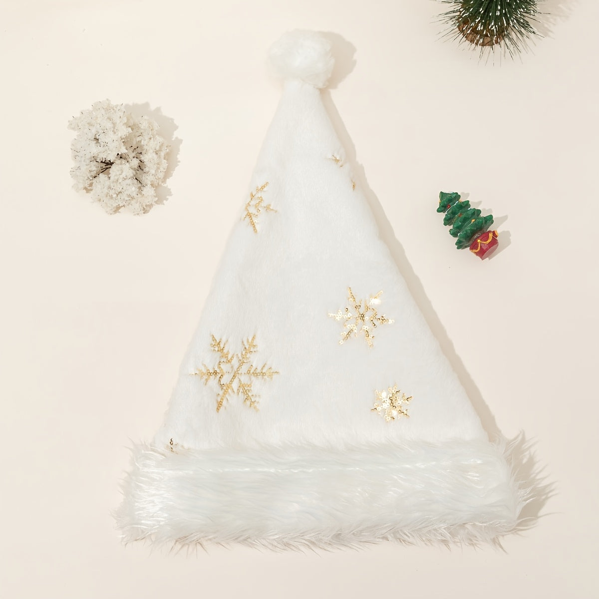 Silvery Hat With Golden Snowflake Christmas Hat Embroidery Hat