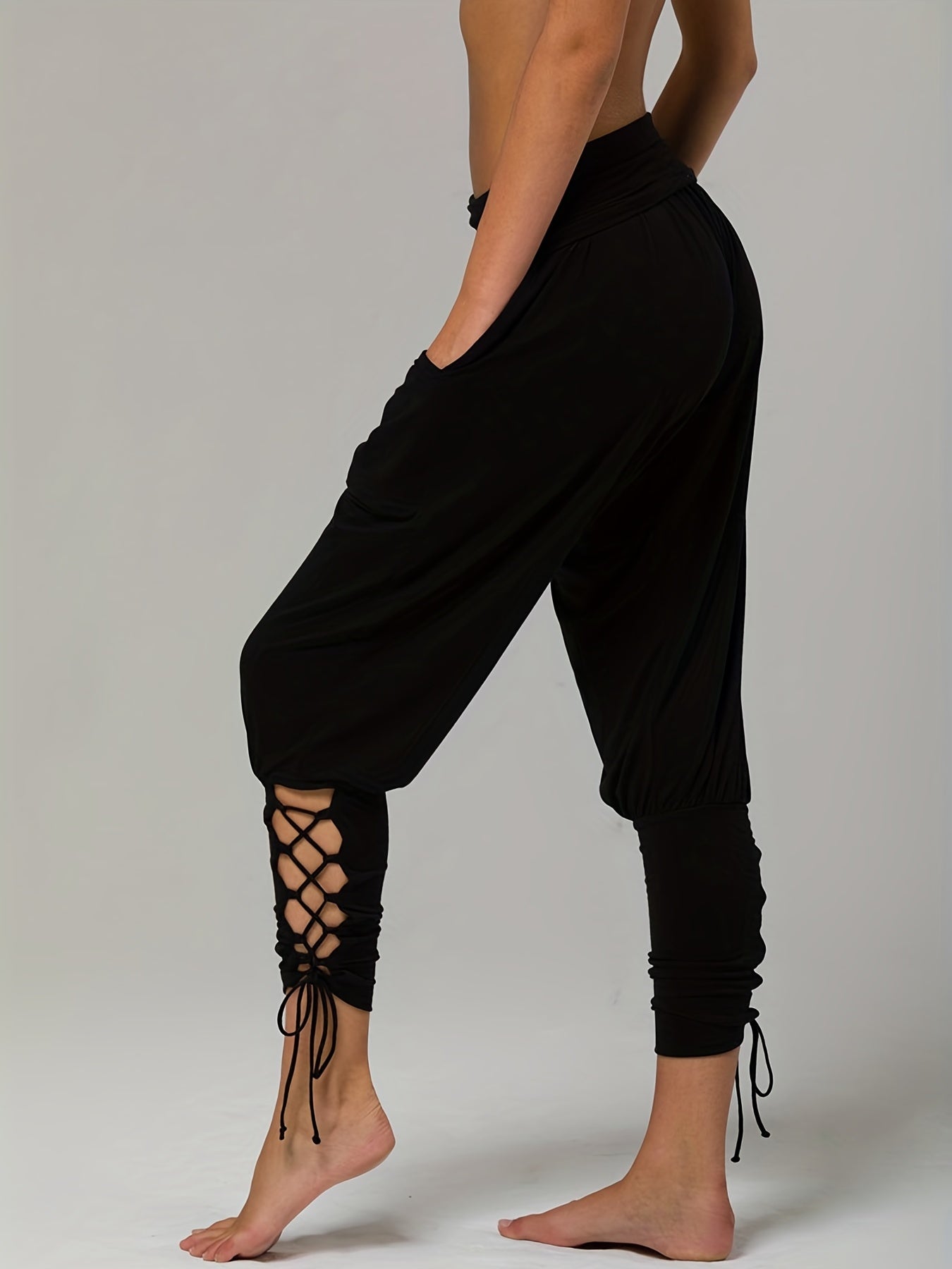 Ruched High Waist Drawstring Pants Casual