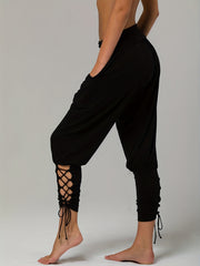 Ruched High Waist Drawstring Pants Casual