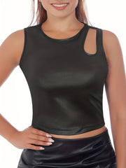 Y2K Cut Out Tank Top Sexy Crew Neck Summer Sleeveless