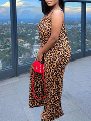 Leopard Print Wide Leg Cami Jumpsuit