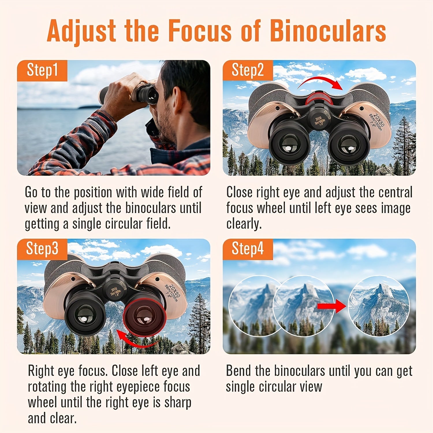 20X50 HD Binoculars for Bird Watching Travel Sightseeing Wildlife Outdoor Sports