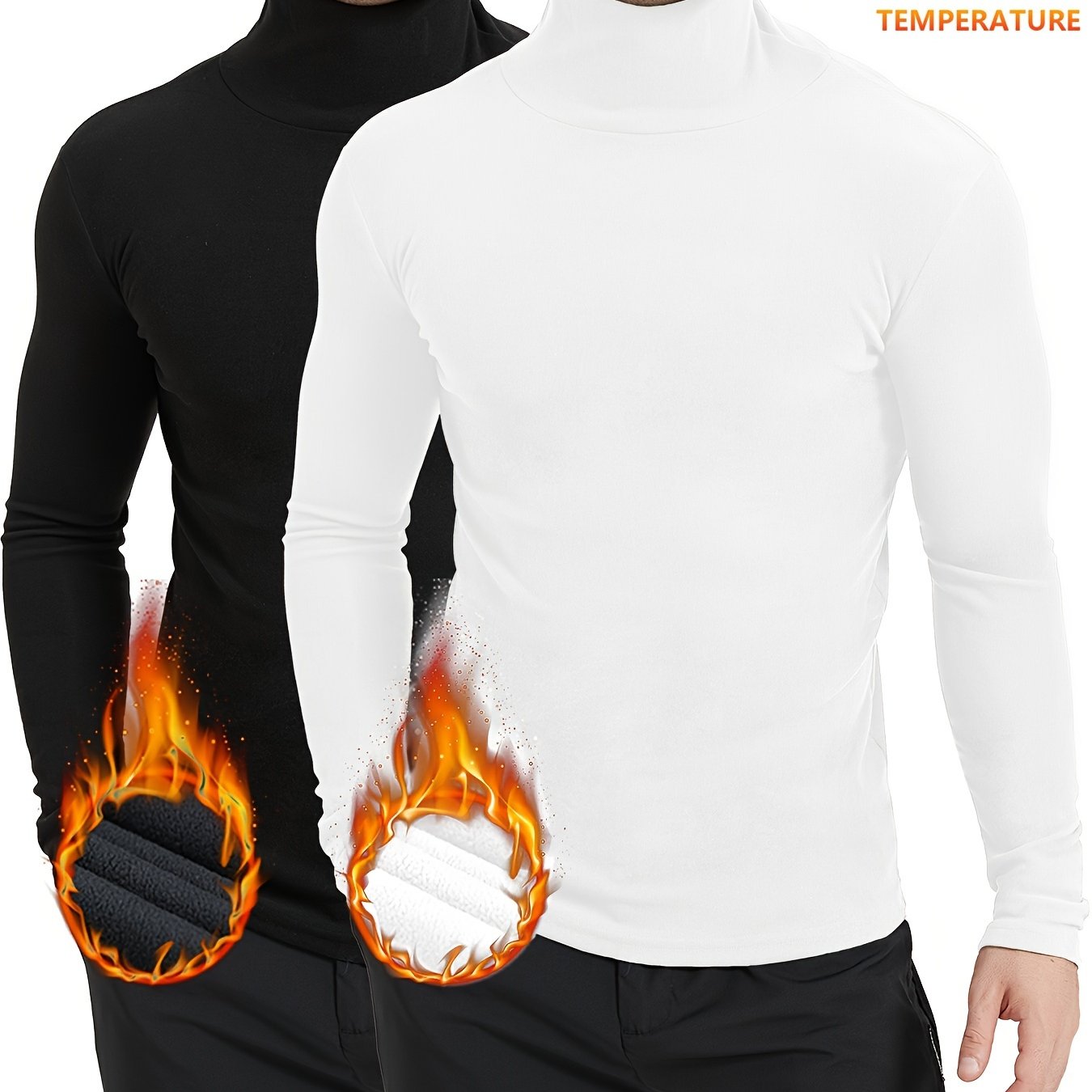 Men's Turtleneck Fleece Warm Fitness Running Top For Autumn And Winter