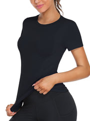 Seamless Breathable Sports Tee Round Neck Yoga Top Women's Activewear