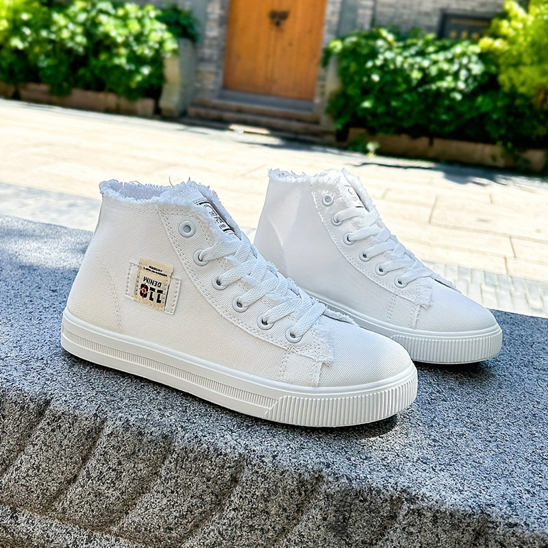 Women's Canvas High Lace Up Round Toe Casual Shoes
