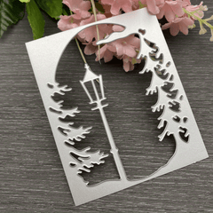 1pc DIY Christmas Tree Cutting Dies Street Lamp Background Carbon Steel Die