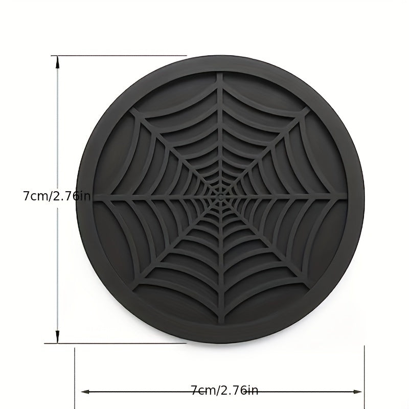 4pcs Spider Web Pattern Silicone Resin Coasters Halloween Decoration
