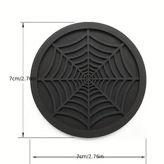 4pcs Spider Web Pattern Silicone Resin Coasters Halloween Decoration