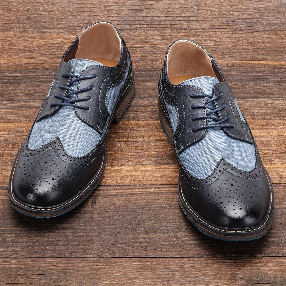 Men's Splicing Brogue Lace up Oxford Shoes
