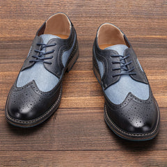 Men's Splicing Brogue Lace up Oxford Shoes