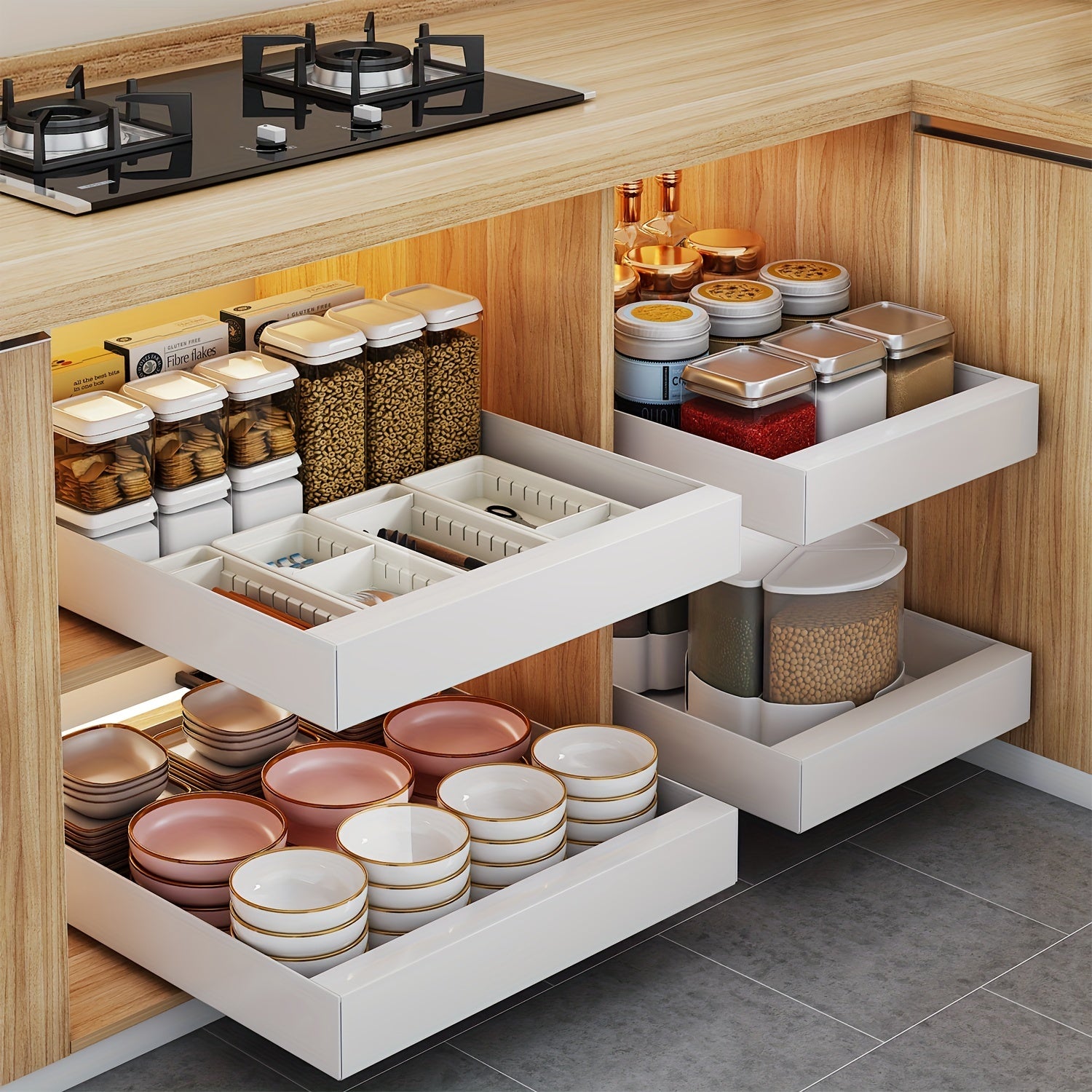 Stainless Steel Pull Out Organizer Cabinet Rack Kitchen Storage