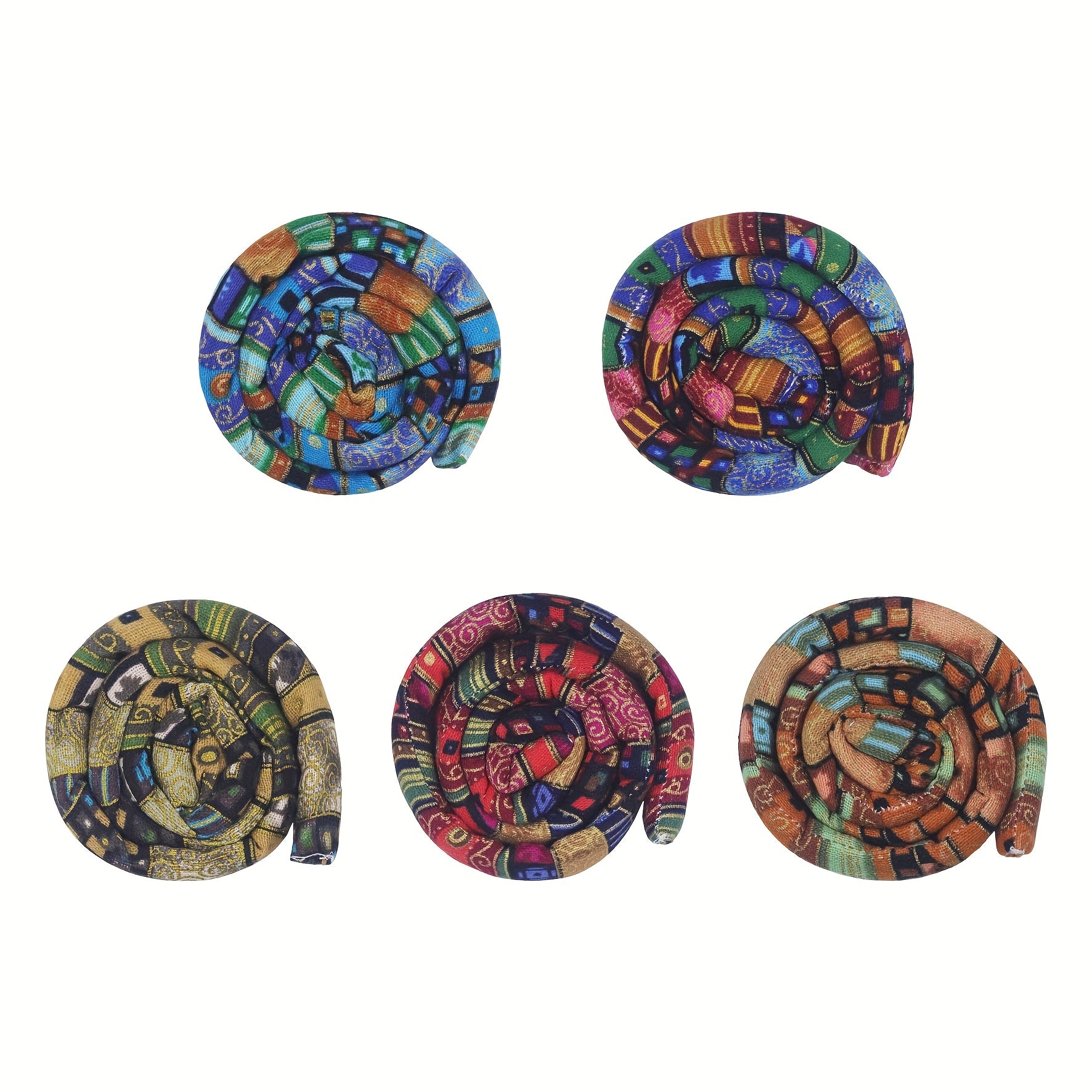 Ethnic Spiral Hairstyle Headband Bohemian Hair Ring Red Golden Patterns