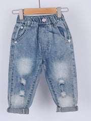 Boys Ripped Denim Jeans Long Pants Preppy Style Kids Clothes
