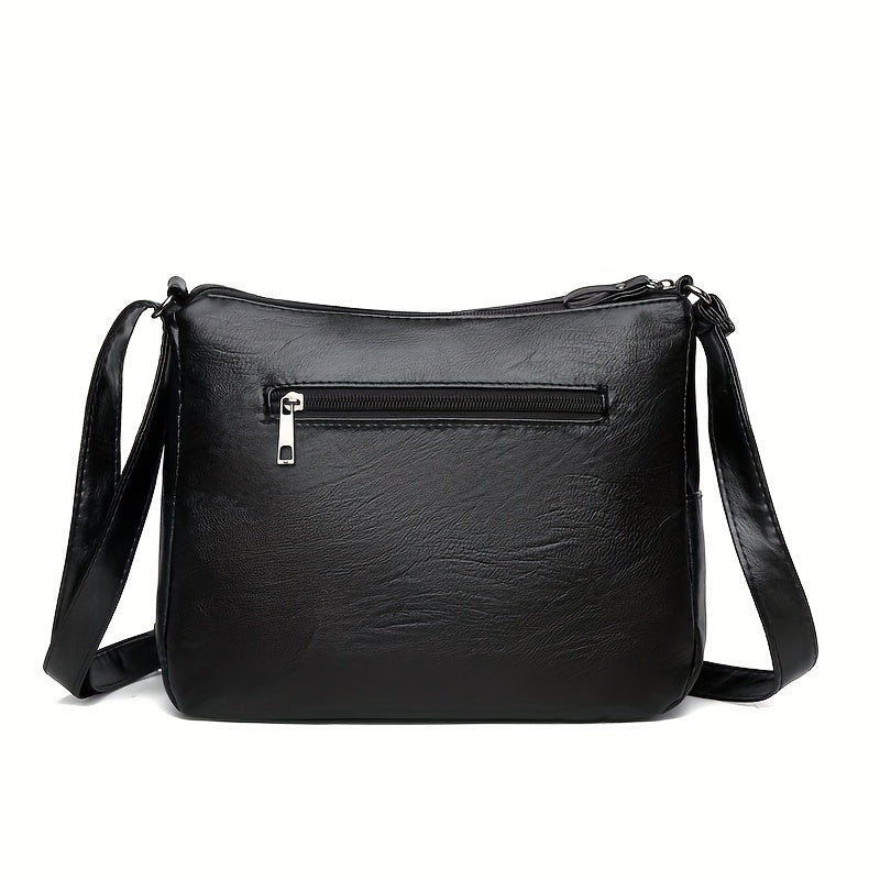 Vintage Flower Embossed Hobo Shoulder Bag Solid Crossbody Bag