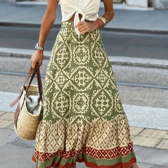 Geometric Print Maxi Smock Skirt